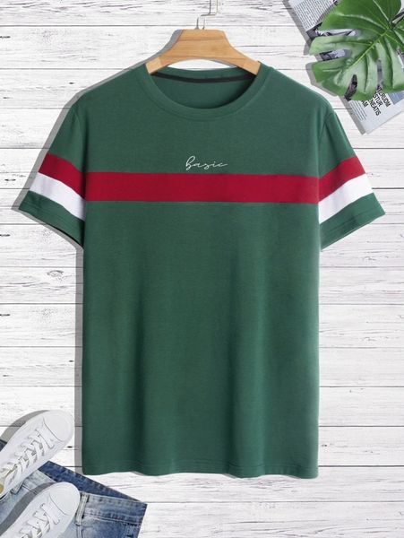 

men letter graphic colorblock tee o1id#, White;black