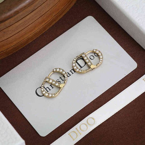 

2022 factory wholesale new dijia style inlaid with diamond personality net red female earrings, Golden