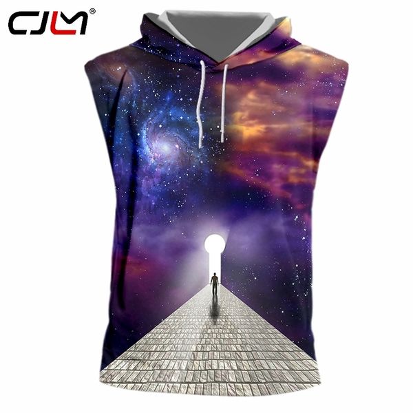 

fashion man hooded tank 3d starry sky road funny streetwear mens tee shirt whole body printing oversized 220623, White;black