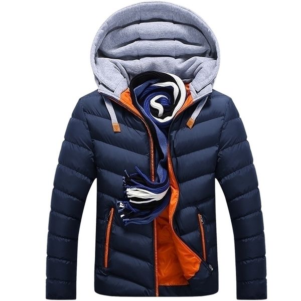 Giacca invernale Parkas Men Jackets Casualmente cappotti con cappuccio da uomo abbigliamento da cotone spessa giacca trapuntata Maschio Brand Abbigliamento 201119