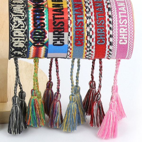 

friendship fashion charm bracelets bangles women men brand adjustable embroidery tassel bangle couple braided jewelry designer woven fabrics, Golden;silver