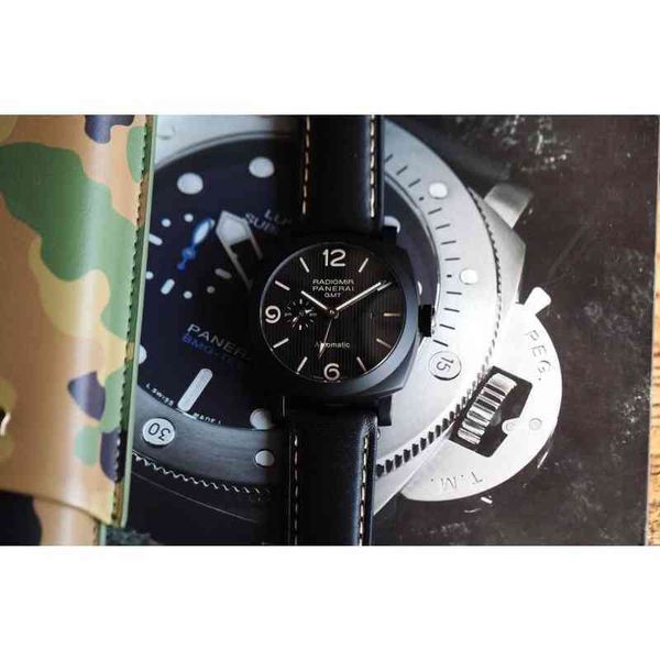 

luxury mechanical movement watch panera swiss automatic sapphire mirror size 44mm 13mm imported leather band brand designers es wrist u6rm, Slivery;brown