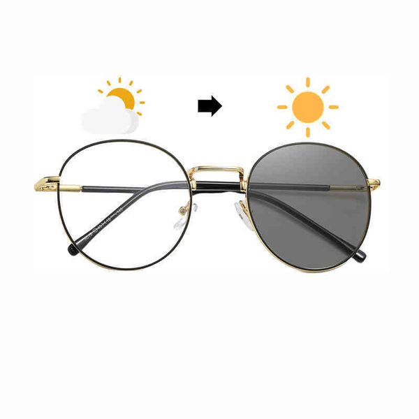 

fashion round frame eye wear optical glass anti blue light pchromic eyewear manufacturer wholale glass, White;black