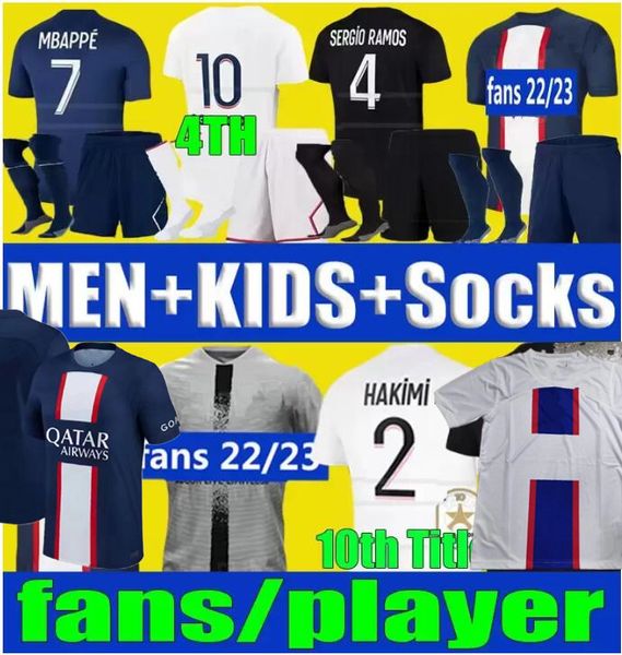 2223 HAKIMI MBAPPE 7 SERGIO RAMOS WIJNALDUM Fußballtrikots 21 22 23 Maillots Fußballtrikot 2022 2023 Männer Kinder Kit Sets Uniform Enfants Maillot de Foot Sport