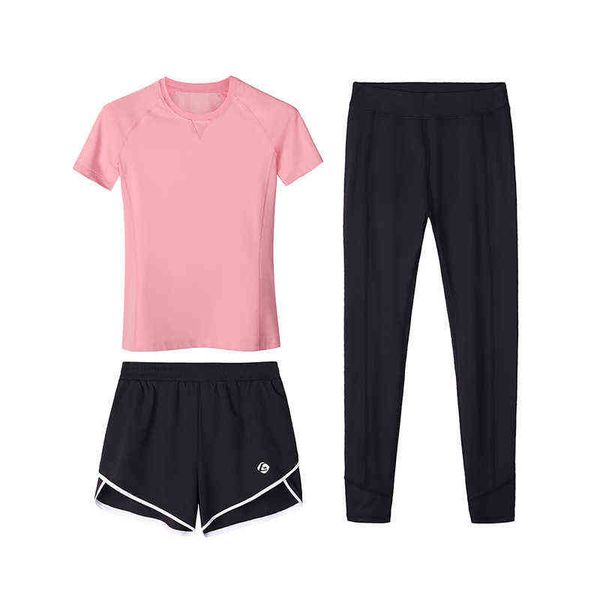 

goldencamel women's yoga suit 3pcs women tracksuit suit summer sports running clothes t-shirt pants short pants t220725, White;red