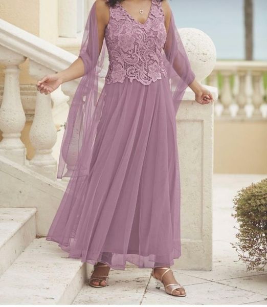 

elegant ankle length mother of the bride dresses sleeveless v-neck lace beach wedding party gowns groom mothers a line formal event gowns pr, Black;red