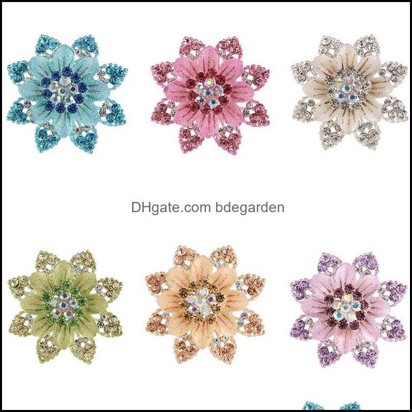 

pins brooches jewelry brand new flower pins sier plated enamel rhinestone stamens for women wedding dress decorat dhyko, Gray