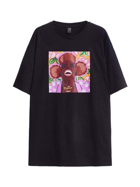 

x kafi kafi co. figure & letter graphic drop shoulder tee g0er#, White