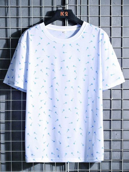 

men allover coconut tree print tee r4nf#, White;black