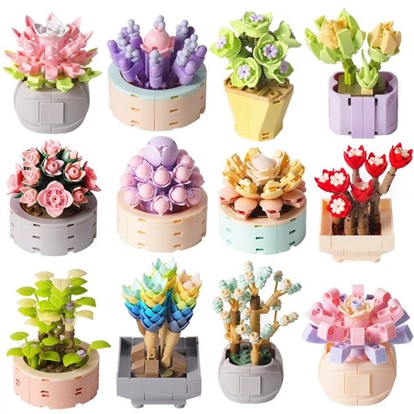 

bonsai building blocks city creative pant flower block building bricks construction moc flowers diy potted model blocks gift 220601