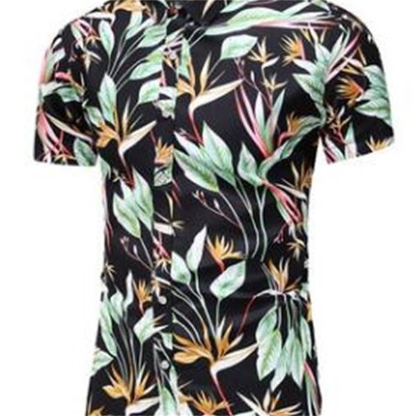 

foreign trade men's large size printing short-sleeved shirt multi-color combination figure 220302, White;black