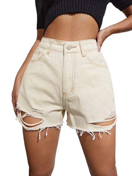 

ripped detail denim shorts q1tc#, White;black
