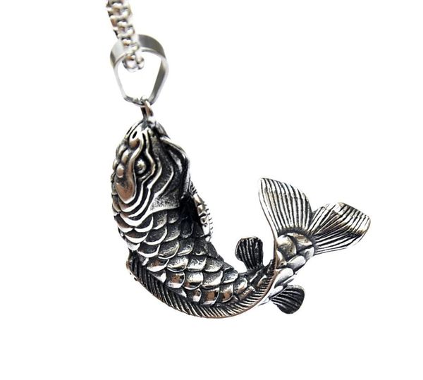 Anhänger Halsketten Mode 3D Koi Fisch Herren Goldfisch Haken Charme Halskette Edelstahl Mythische Ozean Angeln Enthusiasten Schmuck GeschenkPend