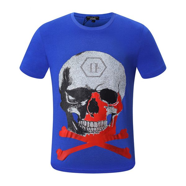 

essvlone designer mens pp skull diamond t shirts short sleeve brand spring and summer high o-neck quality skulls tshirt tees phillip plain p, White;black