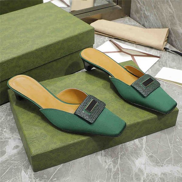 

restored silk slippers ladies classic romantic half slipper versatile simple heel women shoes size 35-40, Black