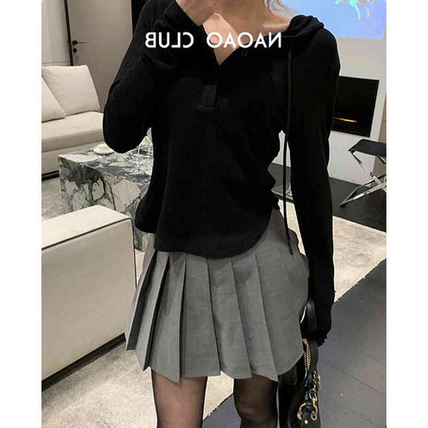 

skirts korean college style high waist pleated skirt women's spring slim and versatile a-line uniform jk itwv, Black