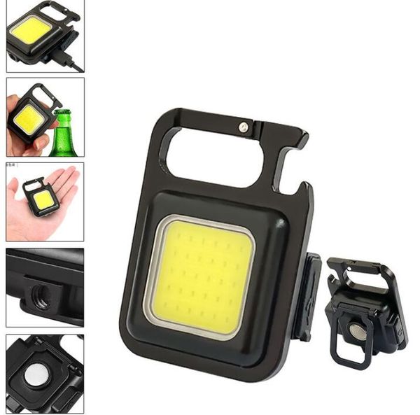 Mini Mini Alumínio Magnetic Cob Pocket Work Lanterna leve com abridor de garrafas Luzes fortes multifuncionais lanterna USD Recharge Torch Lamp