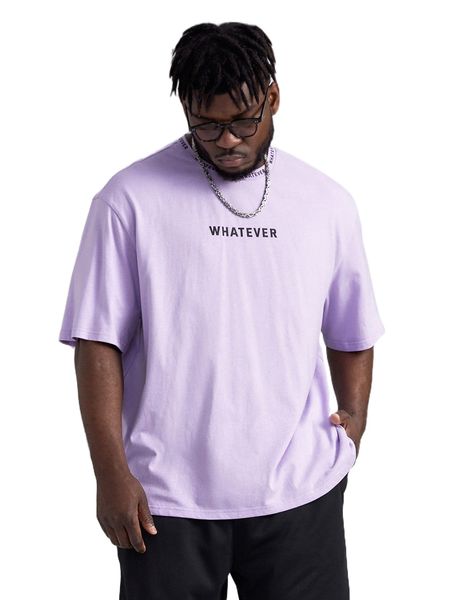 

extended sizes men letter graphic crew neck tee 71kq#, White;black