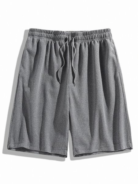 

men drawstring waist solid shorts n68d#, White;black