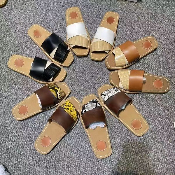 

summer outdoor beach resort slippers 2022 new leather mosaic letters op21 embroidered print fashion ladies large square cross simple flat ha, Black