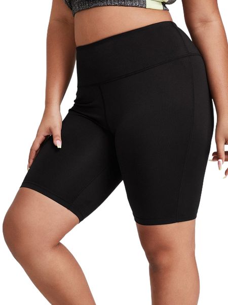 

plus wideband waist sports shorts 68qt#, Black