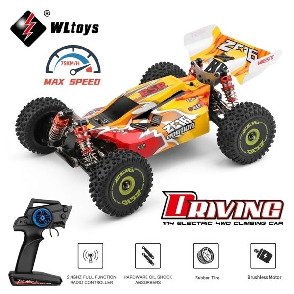 WLToys 144010 144001 75km/h 2.4g RC CARGULHO DE CRUVE RC 4WD ELECTRIC High Speed ​​Speed ​​Off-Road Remote Drift Toys for Children Racing 220429