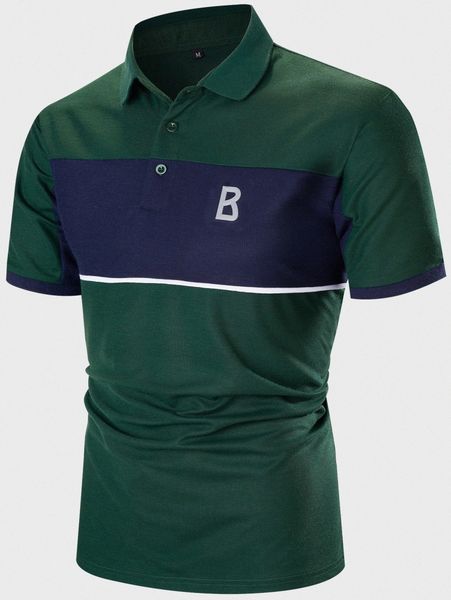 

men color block letter graphic polo shirt v7mj#, White;black