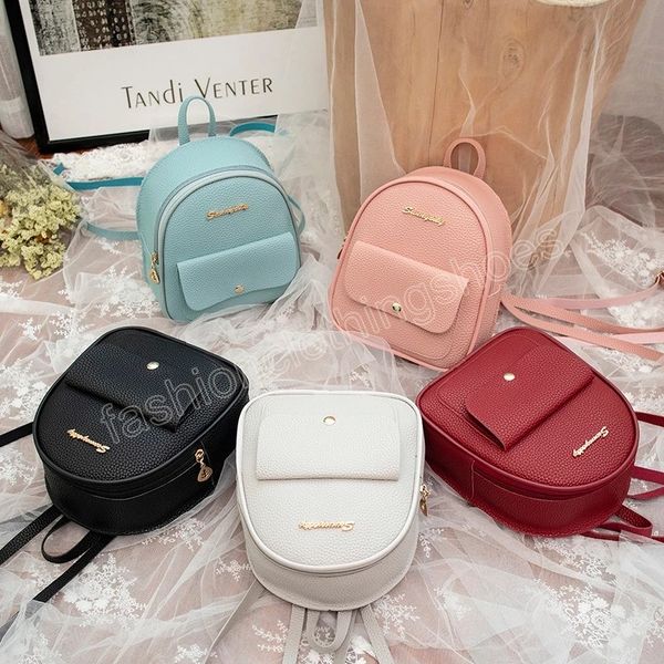 Mini Mini Backpack Mulheres Pu Saco de Couro Pu para Adolescentes Meninas Crianças Multifunção Bolsa Pequena Ladies Sacos Escolares