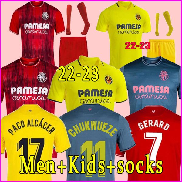 

men kids kit 22 23 villarreal cf soccer jersey danjuma yeremy dia 2022 home trigueros parejo paco alcacer gerard pau coquelin chukwueze foot, Black;yellow