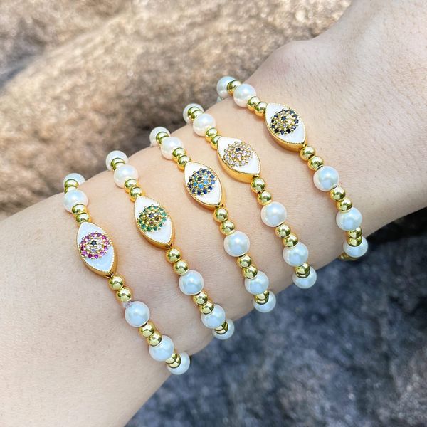 

european and american beaded strands bracelet women's devil eyes pearl bracelets lady fashion jewelry accessories gift, Black