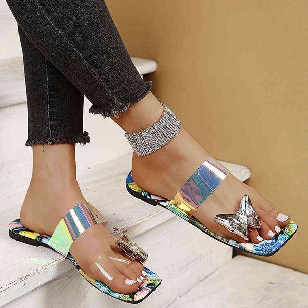 Sommerschuppen Mode offene Toe Frauen Sandalen sexy Schmetterling dekorative Low -Heel Mom Schuhe Outdoor Freizeitstrand Party 220530