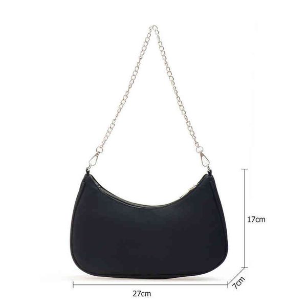 

evening bags fashion women purses handbag solid color casual underarm female chain shoulder pouch ladies nylon handle 220608
