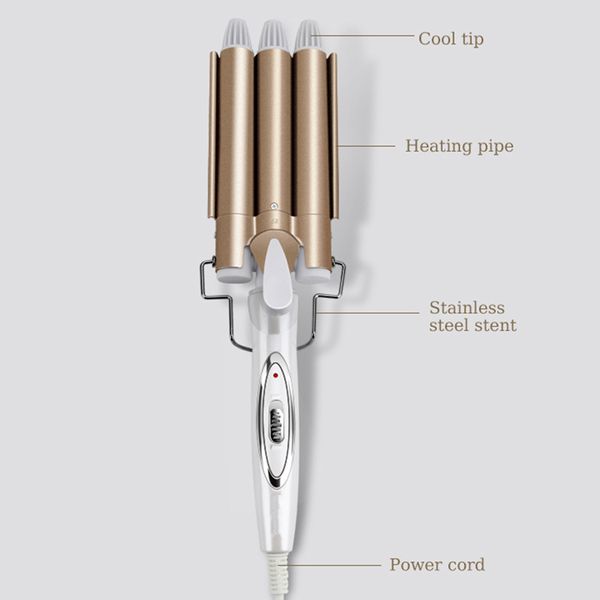 

hair curling iron professional hair waver tools triple barrel ceramic curler wand electric curling styler 3 barrels crimpers per