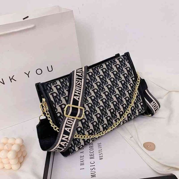 

factory direct sale net red same women 2022 new chain underarm women's fashion embroidery canvas small square messenger bag designer