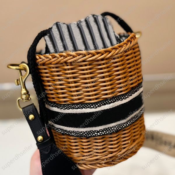 

women drawstring bucket straw bag casual rattan handbags wicker woven totes large capacity crossbody shoulder bags shopping beach holiday