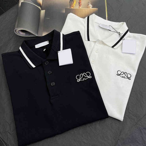 

men's t-shirts luo jia embroidery short sleeve color bead ground cotton casual business men's polo shirt t-shirt, White;black