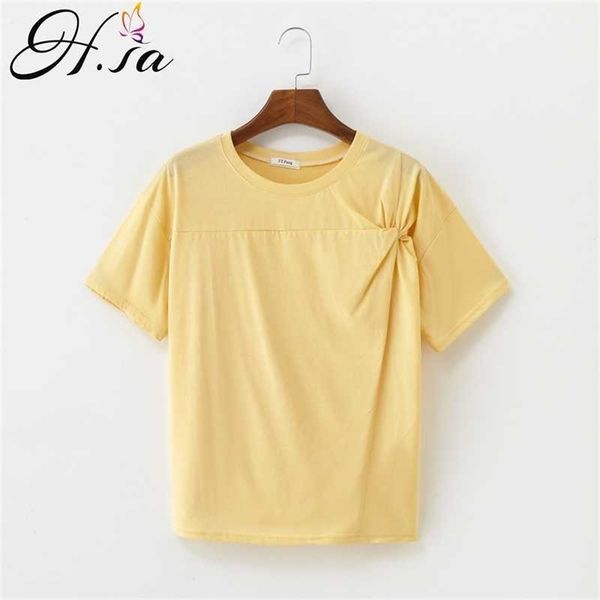 

hsa women summer casual tee shirts solid loose high elastic solid cotton t-shirts basic summer tee tees 210716, White