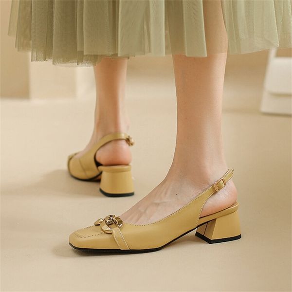 

sandals style high-heeled shoes xy3-13l square head metal buckle wrapped back hollow thick heel sandals owt3, Black