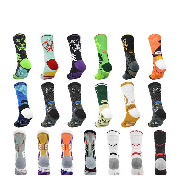 

men's basketball socks women's mid-tube outdoor cycling feather thickened towel-soled sports socks, Black