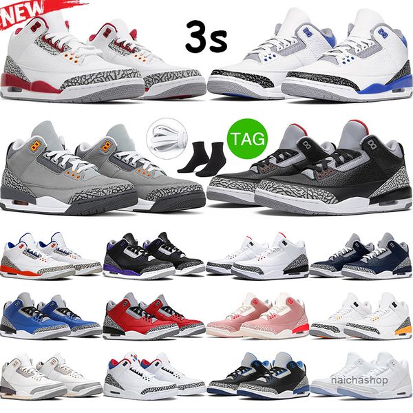 

2022 new men basketball shoes 3s racer blue triple white cement pine green georgetown hall of fame men sports traners sneakers