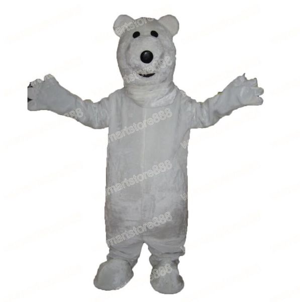 Costume della mascotte dell'orso polare bianco di Halloween Personaggio dei cartoni animati Personaggio dei cartoni animati Carnevale Festival Vestito operato Taglia per adulti Natale Festa di compleanno Vestito all'aperto