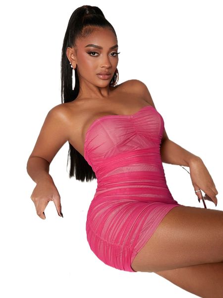 

bae backless ruched tube bodycon dress d0x7#, Black;gray
