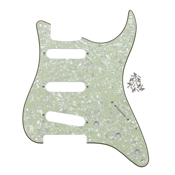 

11 holes sss electric guitar pickguard 4ply scratchplate with screws vintage mint green pearl guitar accessories