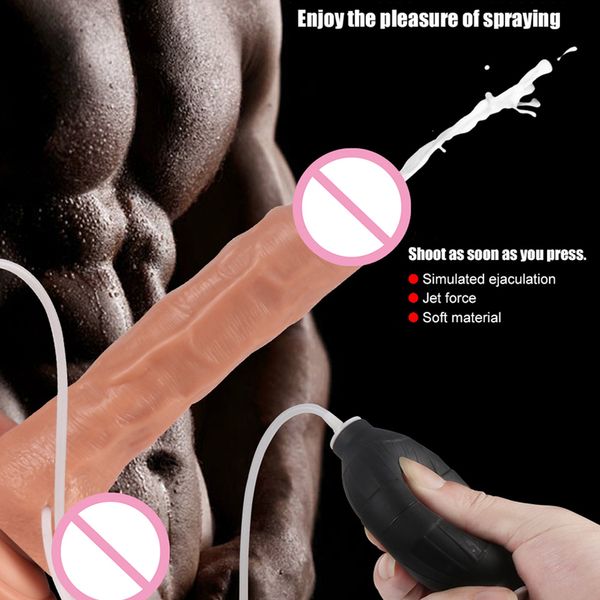 Itens de beleza Big Strapon Ejaculating Dildo Penis realista Spraping Dick Cup Dildos para mulheres Sexytoy Consolador Para Mujer Toy Adulto