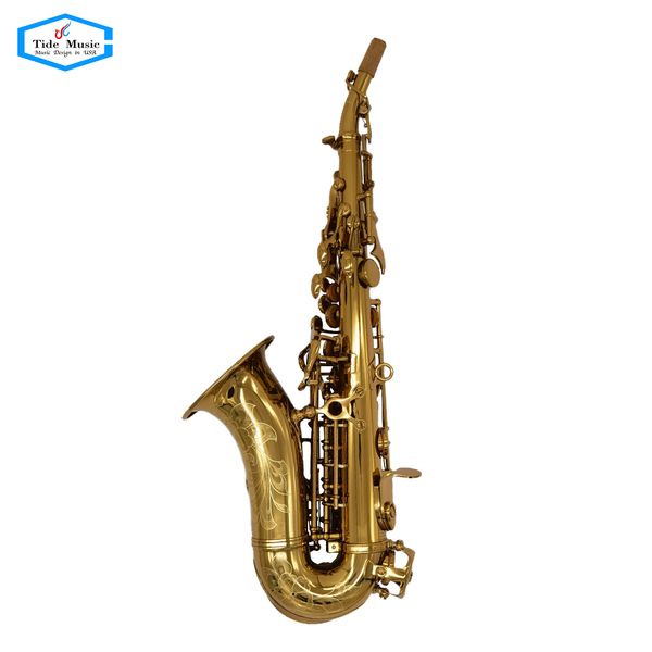 Saxofone de soprano curvo de cor de ouro de grau popular de grau popular