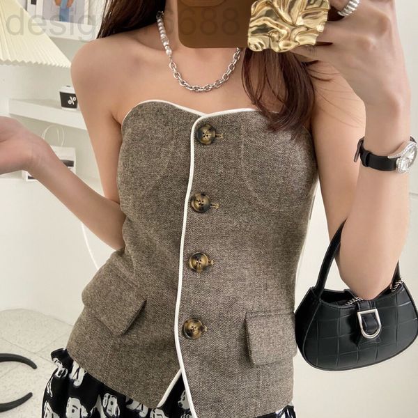 

women's tanks & camis designer sp original herringbone girl bra vest women's summer single breasted inner and outer v9mg, White