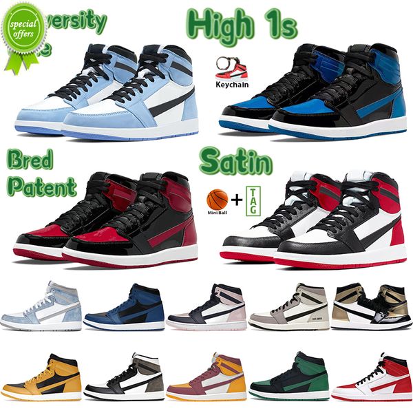 

2022 basketball shoes high 1 1s sneakers dark mocha bred patent heritage hyper royal university blue twist atmosphere high sports trainers