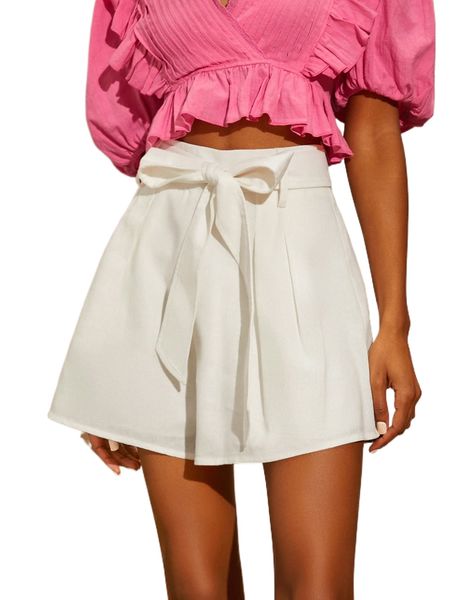 

belted wide leg shorts u2ip#, White;black