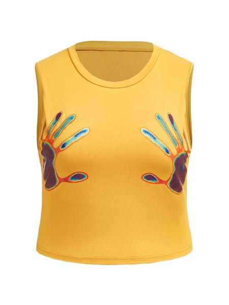 

plus hands print tank 21qe#, Black
