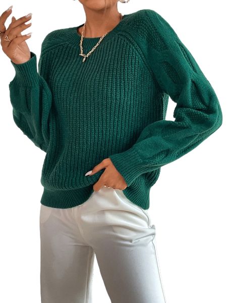 

solid raglan sleeve sweater j8fb#, White;black